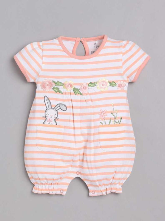 Half Sleeves Romper/Sleepsuit for Baby Girls 100% Pure Cotton-PEACH