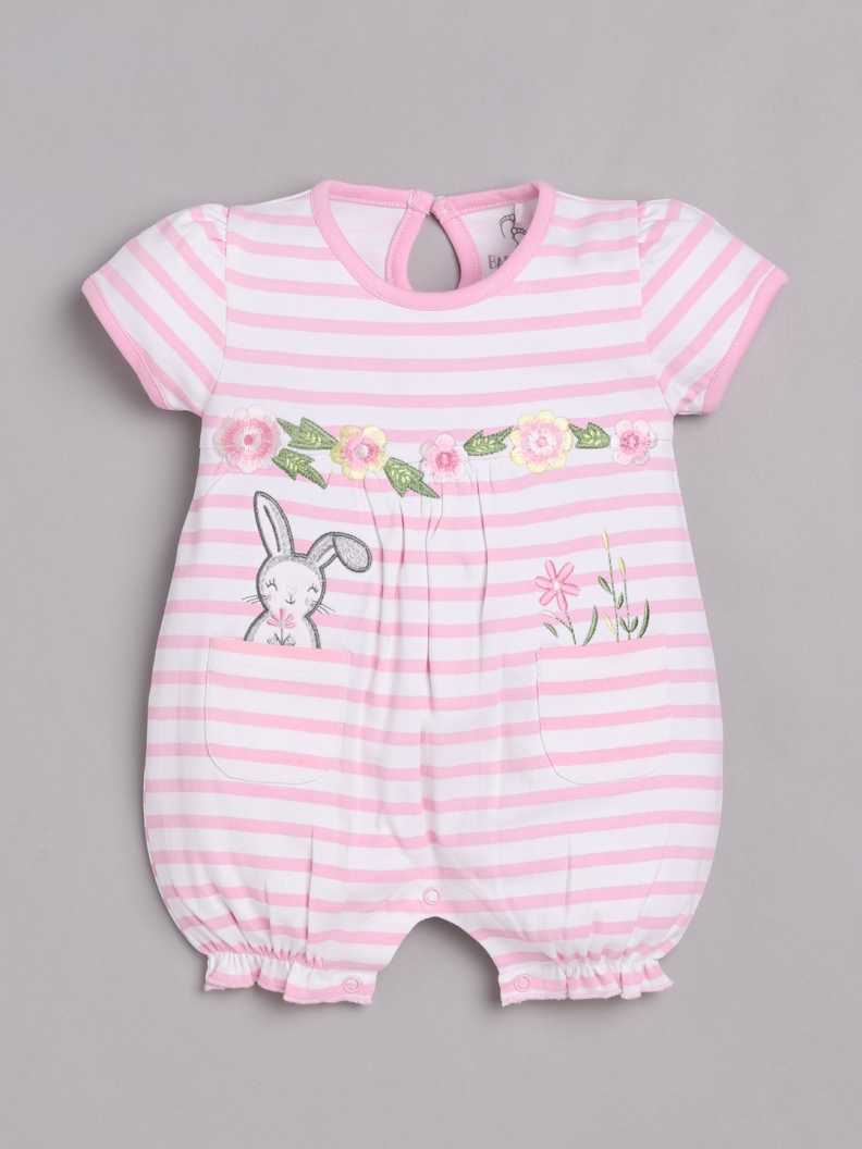 Half Sleeves Romper/Sleepsuit for Baby Girls 100% Pure Cotton-PINK