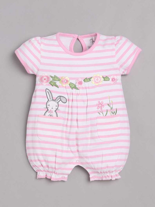 Half Sleeves Romper/Sleepsuit for Baby Girls 100% Pure Cotton-PINK