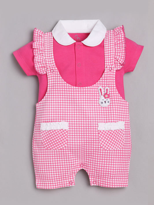 Dungarees for Baby Girls 100% pure cotton-FUSHIA