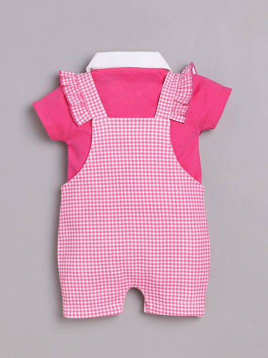 Dungarees for Baby Girls 100% pure cotton-FUSHIA