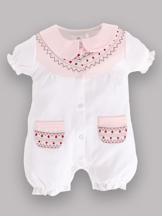 Half Sleeves Romper/Sleepsuit for Baby Girls 100% Pure Cotton-PINK