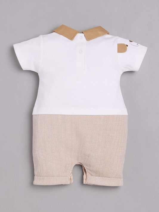 Half Sleeves Round neck Teddy print Romper/creeper for Baby Boys-BEIGE