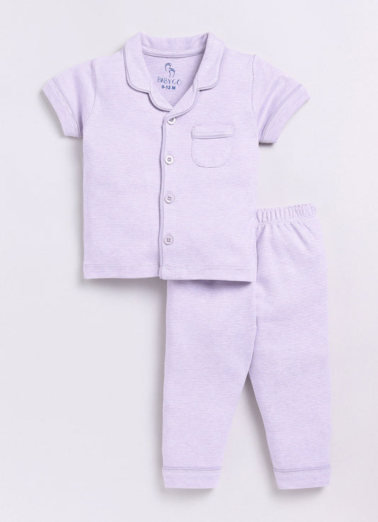 Solid Color Half Sleeves Baby Boy Night Suit-LAVENDER