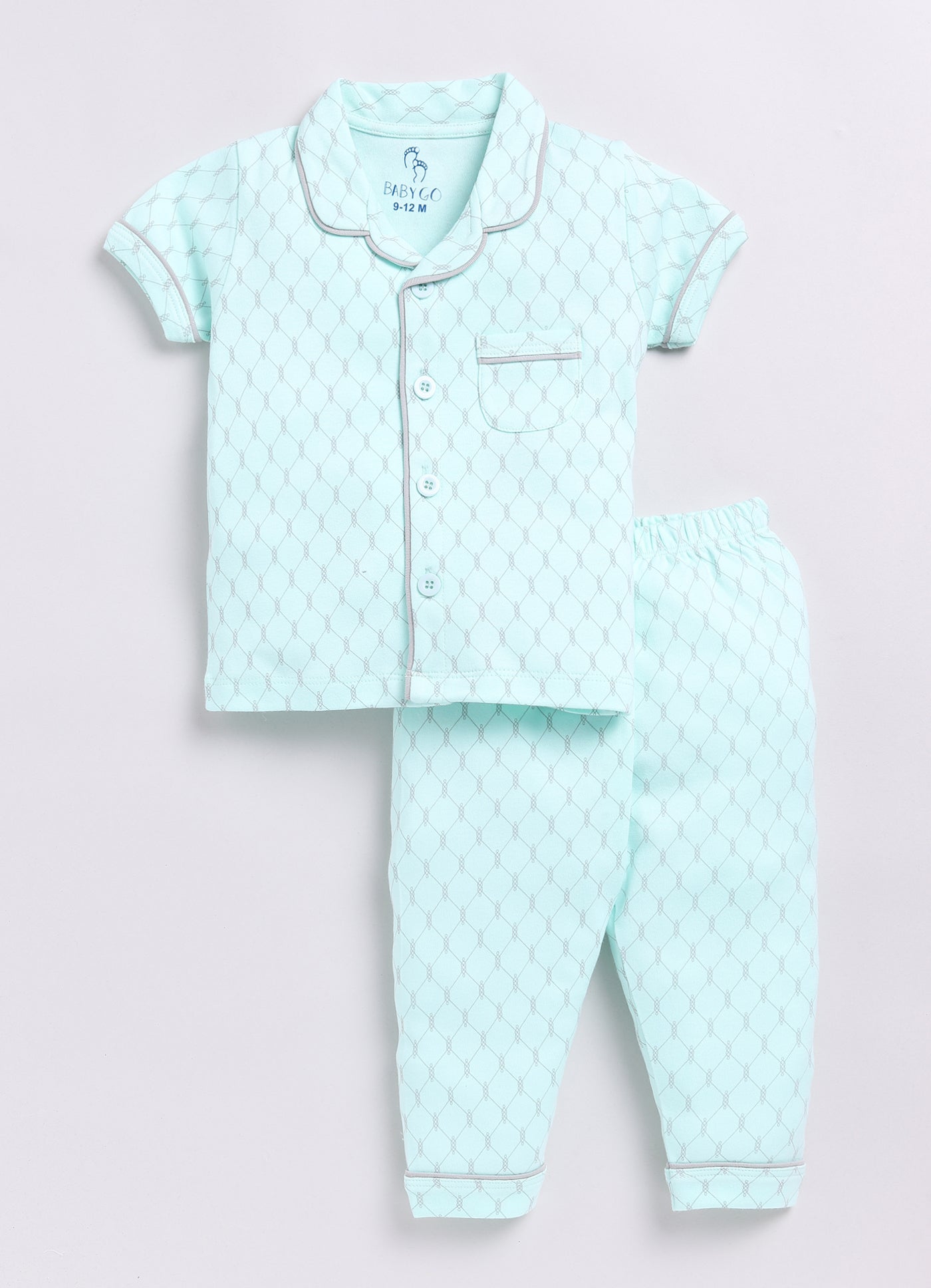 Baby Girl Comfy Half Sleeves Night Suit-LIGHT GREEN