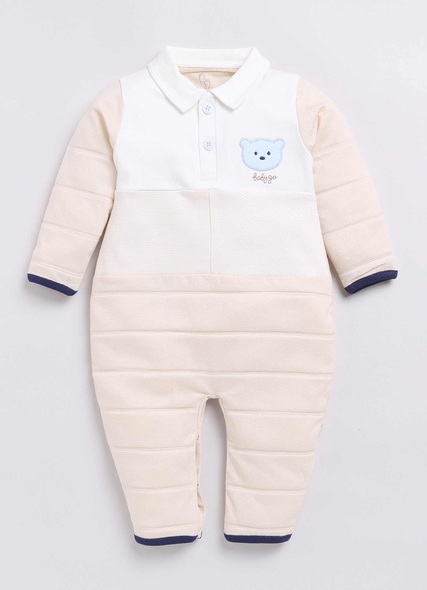 BabyGo Full Sleeve Baby Boy Romper-Beige