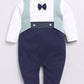 Cute Formal Full Sleeve Baby Boy Romper-Navy Blue