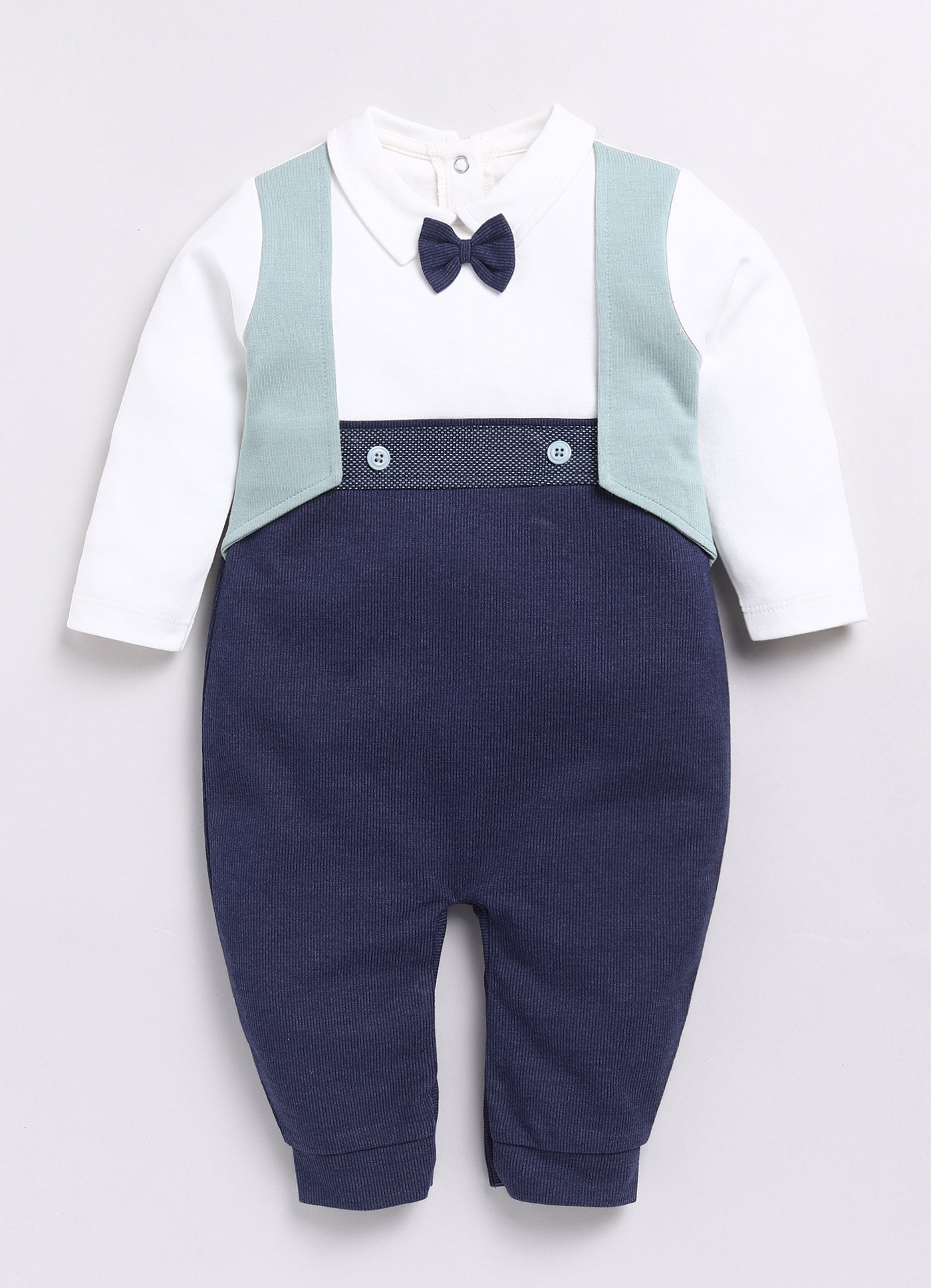 Cute Formal Full Sleeve Baby Boy Romper-Navy Blue