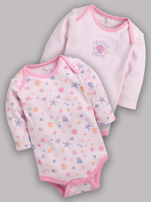 Girls Baby Romper for All Season/Sleep Suit/Comfort fit/ 100% Cotton (Set of 2)-PINK