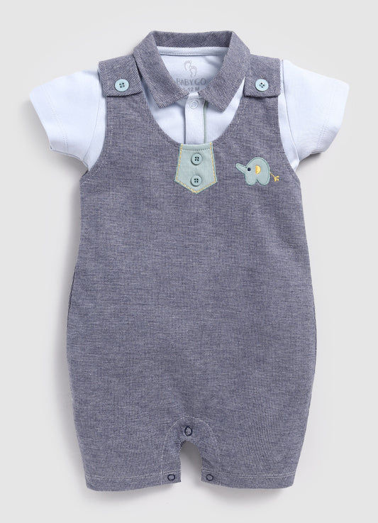 Cute Formal Baby Boy Dungaree-Grey