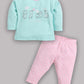 Baby full sleeve Cotton Dress/T-shirts pant set clothes for baby Girl PINK