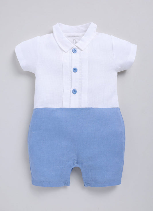 Cute Fromal Baby Boy Half Sleeves Romper-BLUE