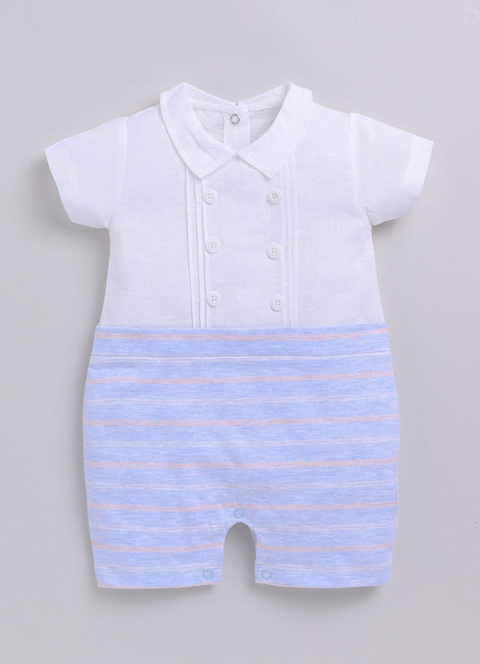 Baby Boy Striped Cute Romper-BLUE