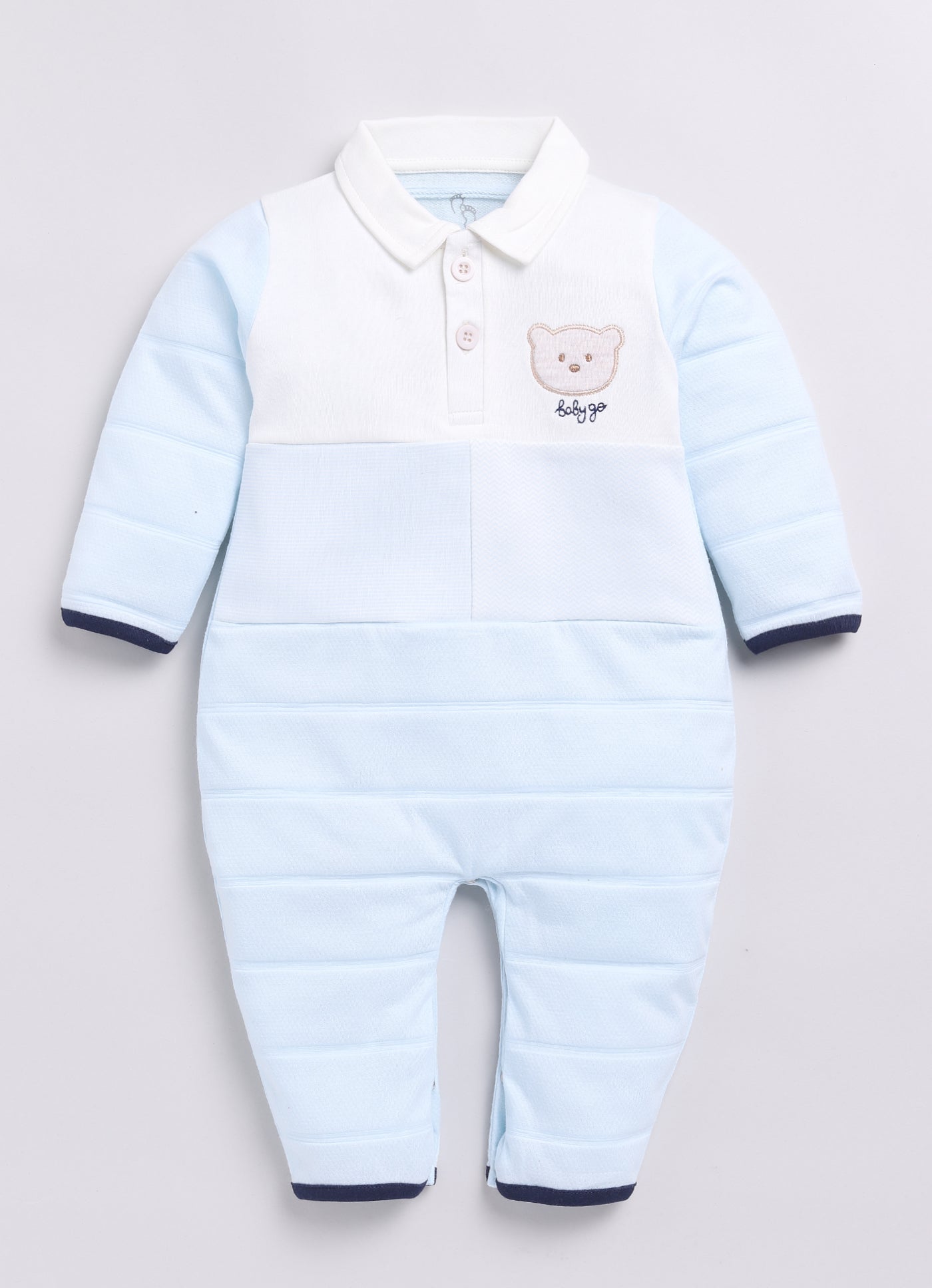 BabyGo Full Sleeve Baby Boy Romper-Sky Blue