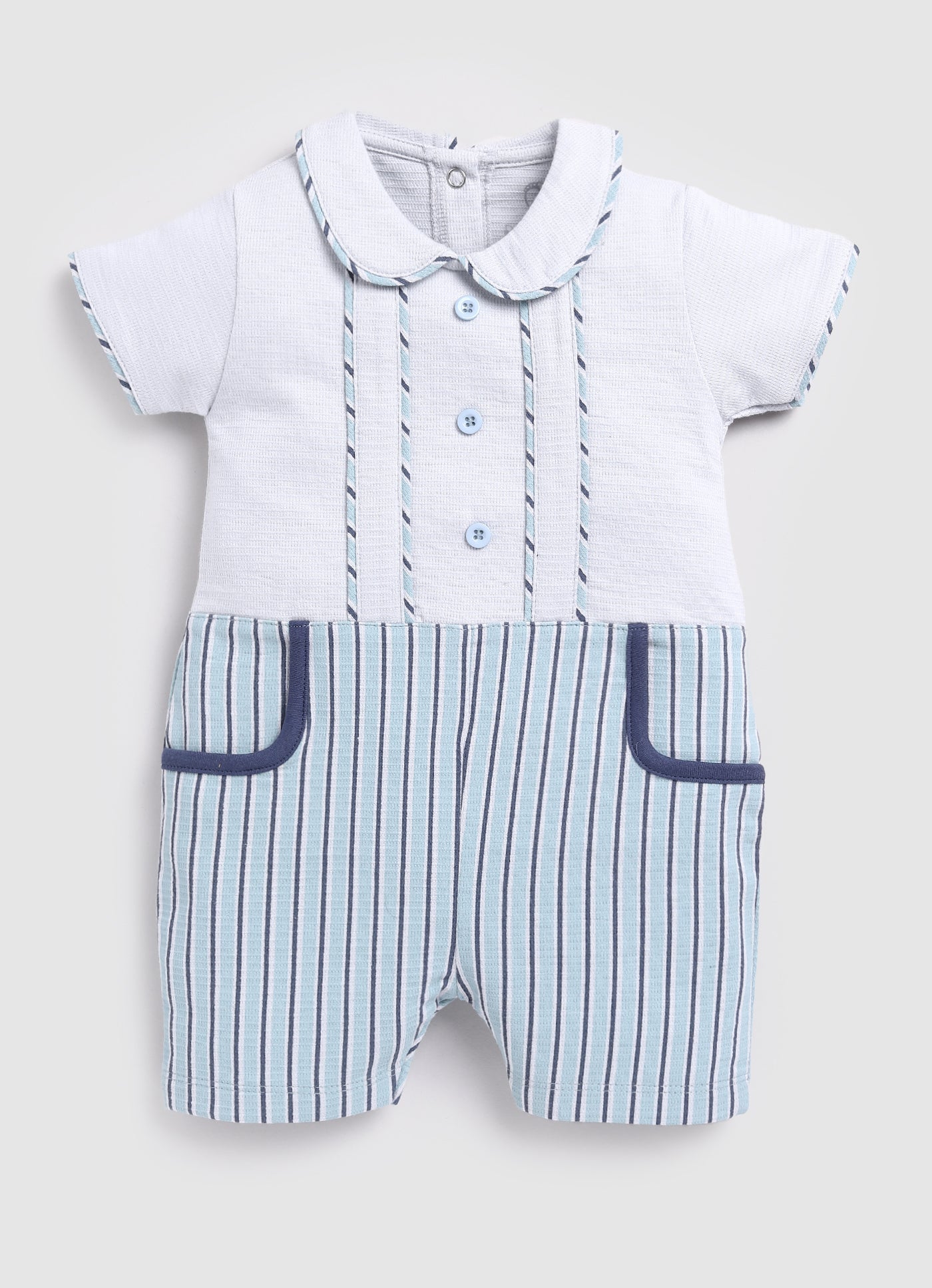 Coller neck Baby Boy Romper-White