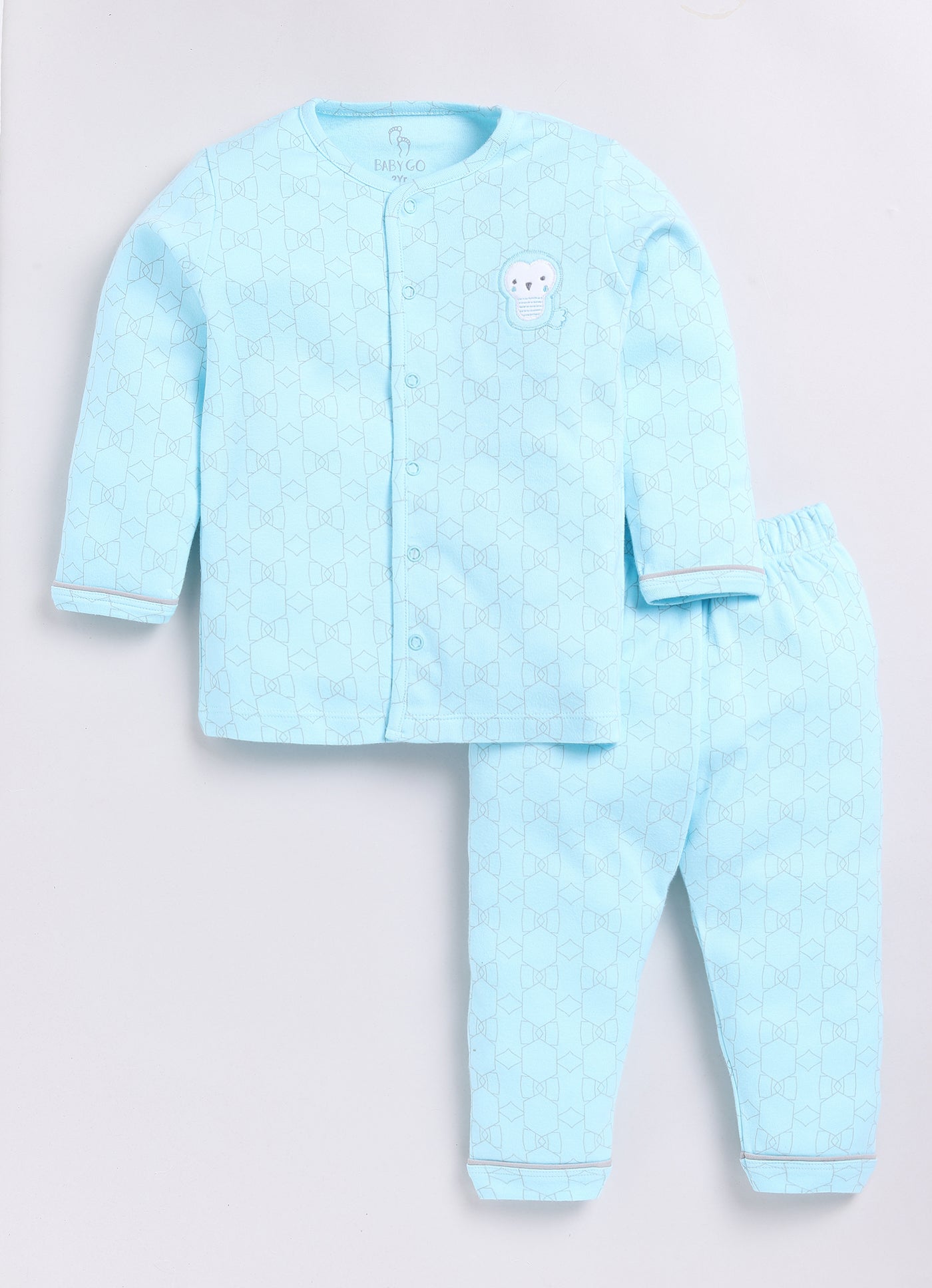 Baby Girl Printed Full Sleeve Night Suit-BLUE