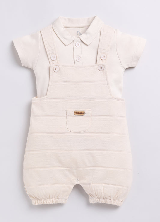 Half Sleeve Baby Boy BabyGo Dungaree-Beige