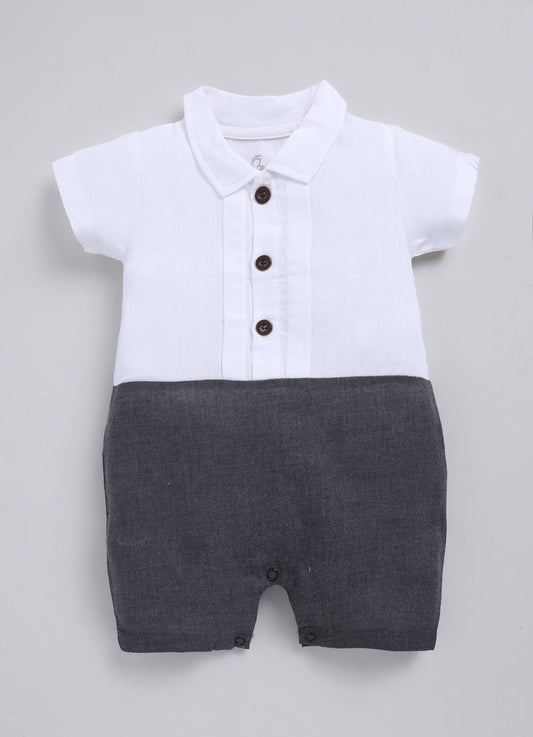 Cute Fromal Baby Boy Half Sleeves Romper-NAVY