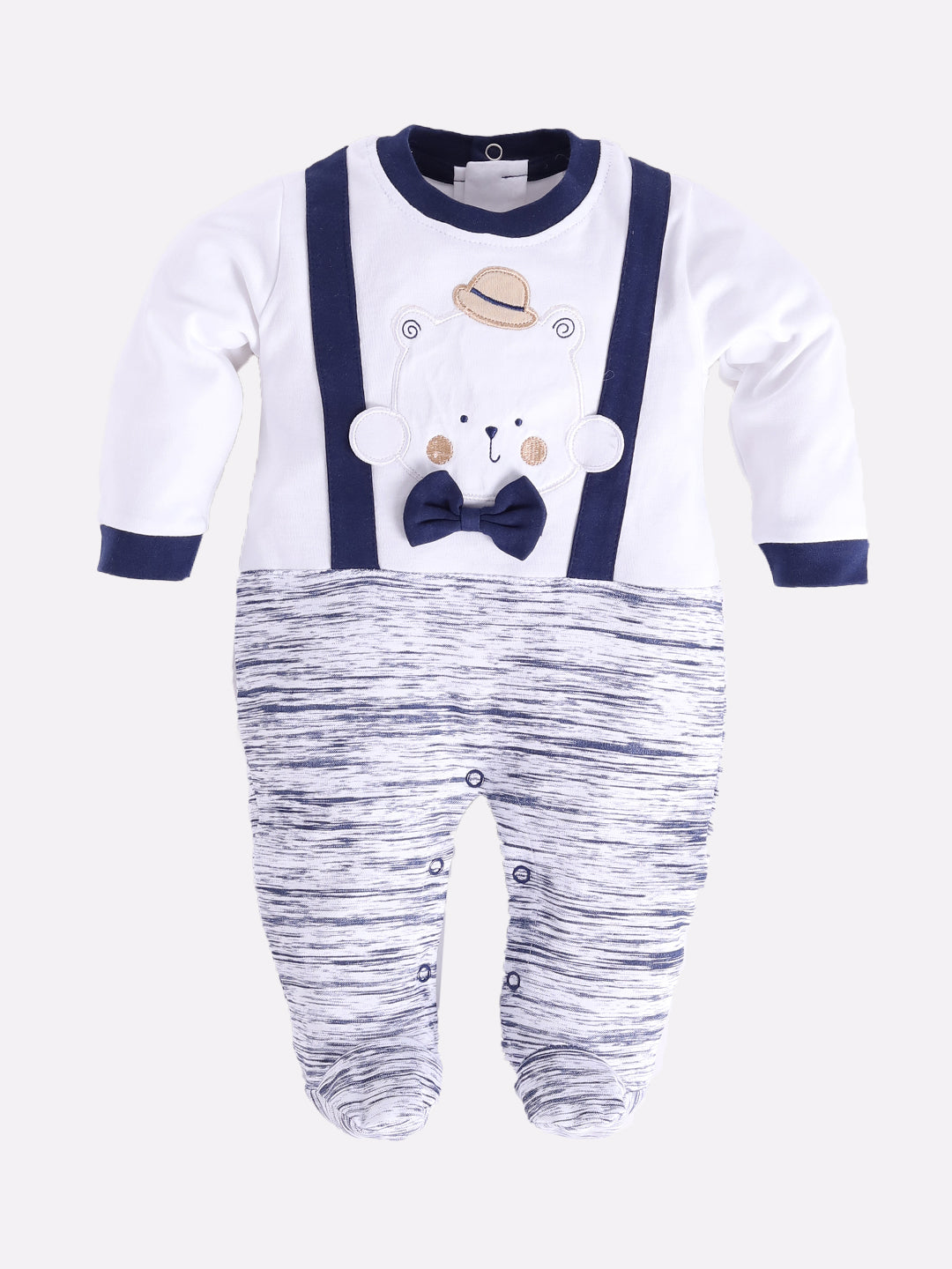 Designer Printed Full Sleeves Romper For Baby Boys NAVY