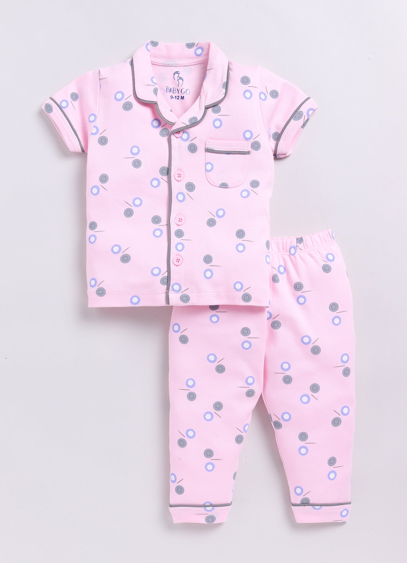 Cute Printed Girl Half Sleeves Night Suit-PINK