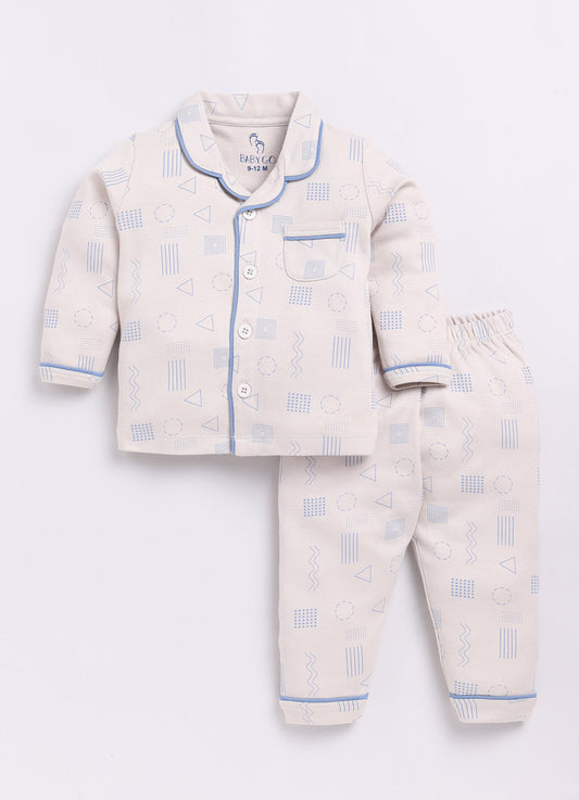 Baby Boy Comfy Full Sleeve Night Suit-BEIGE