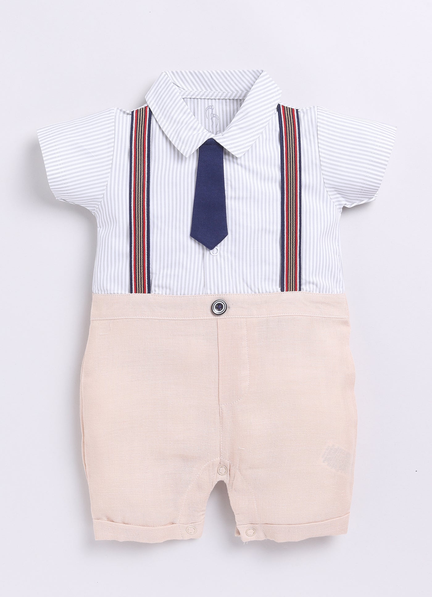 Cute Formal Baby Boy Half Sleeves Romper-BEIGE