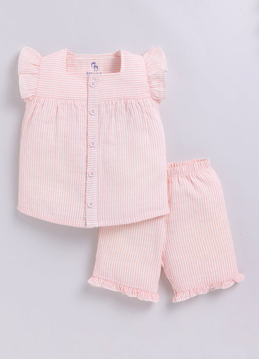 Baby Girl Floral T Shirt & Short-PEACH