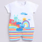 Baby  Boy Great Moment Rainbow & Bunny Summer Romper-WHITE