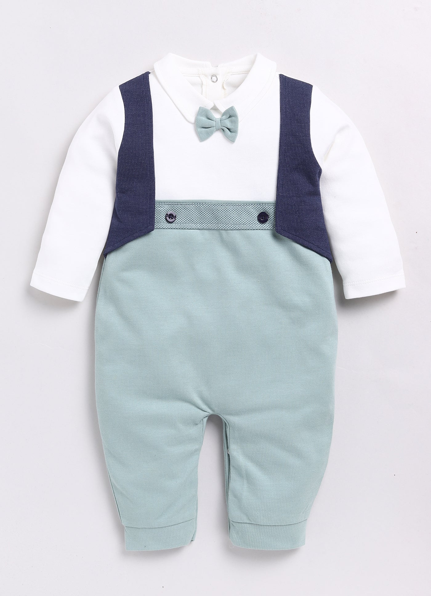 Cute Formal Full Sleeve Baby Boy Romper-Green