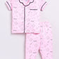 Baby Girl Cute Stars Half Sleeves Night Suit-PINK