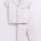 Star Print Baby Boy Half Sleeves Night Suit-BEIGE