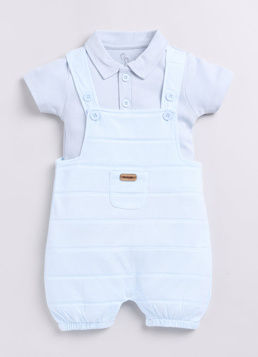 Half Sleeve Baby Boy BabyGo Dungaree-Sky Blue