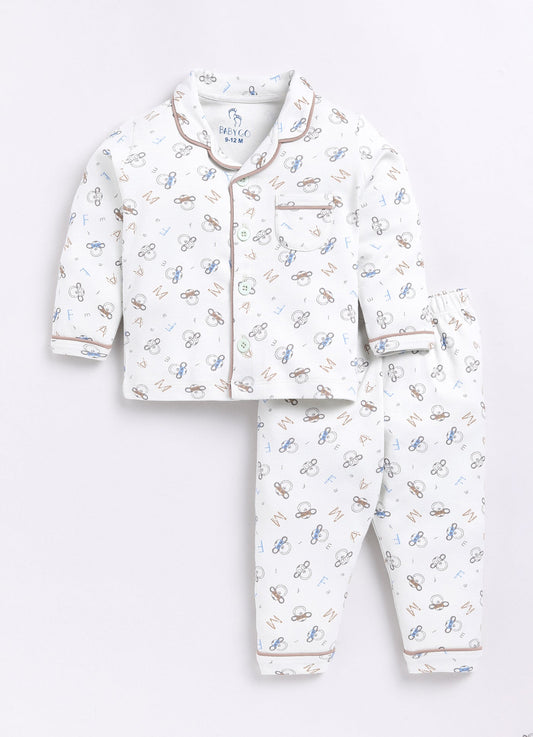 Fun Printed Baby Boy Night Suit-Yellow