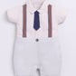 Cute Formal Baby Boy Half Sleeves Romper-GREY