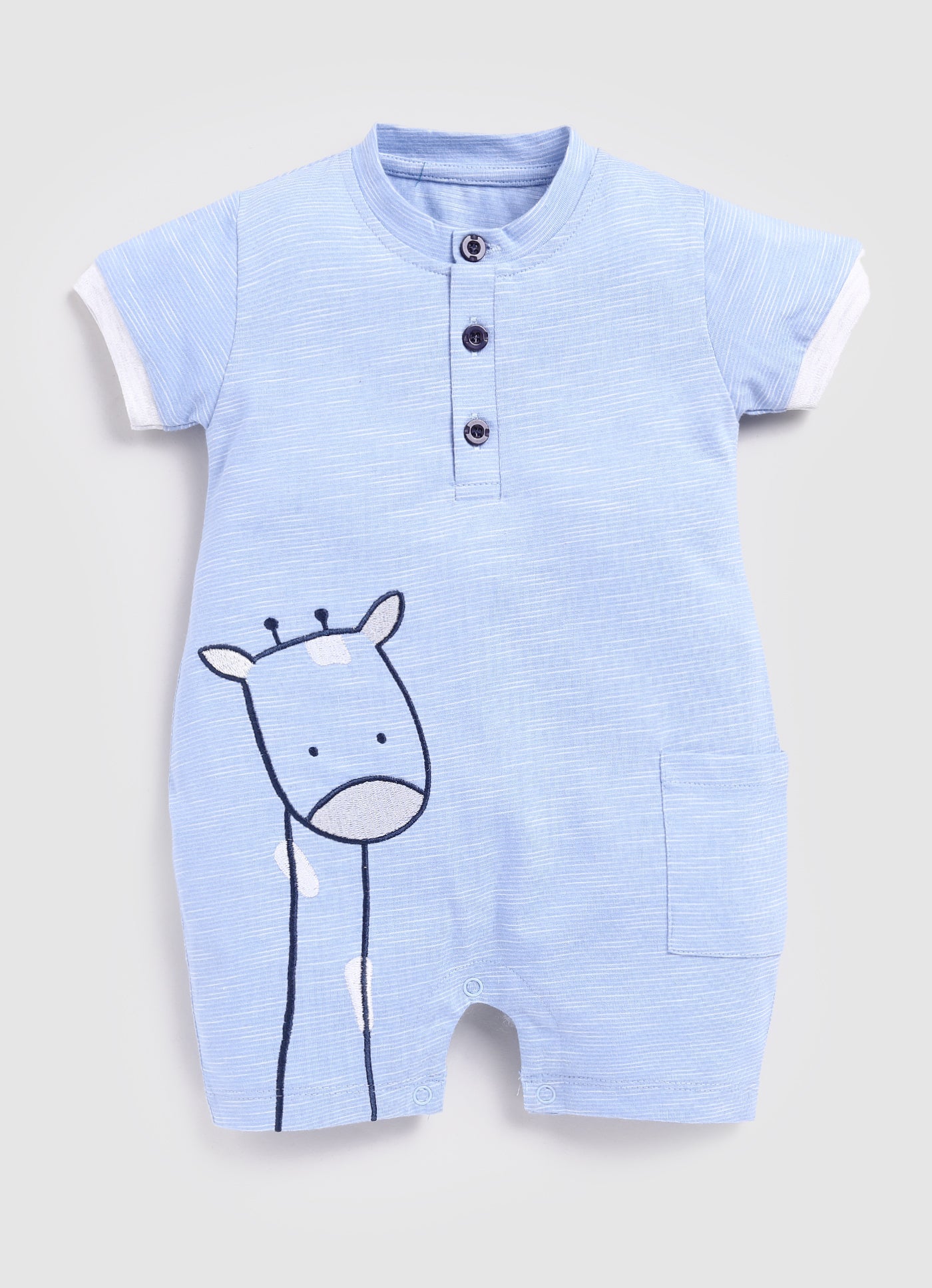 Giraffe Printed Baby Boy Romper-Royal Blue