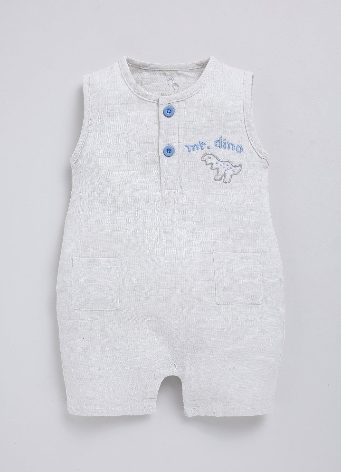 Baby Boy Sleeveless Desiger Romper-LIGHT GREY