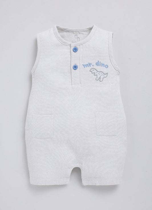 Baby Boy Sleeveless Desiger Romper-LIGHT GREY