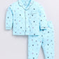 Baby Girl Heart Print Full Sleeve Night Suit-BLUE