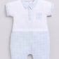 Baby Boy Half Sleeves Checked Romper-GREY