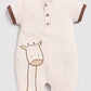 Giraffe Printed Baby Boy Romper-Beige