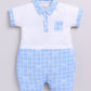 Baby Boy Half Sleeves Checked Romper-BLUE