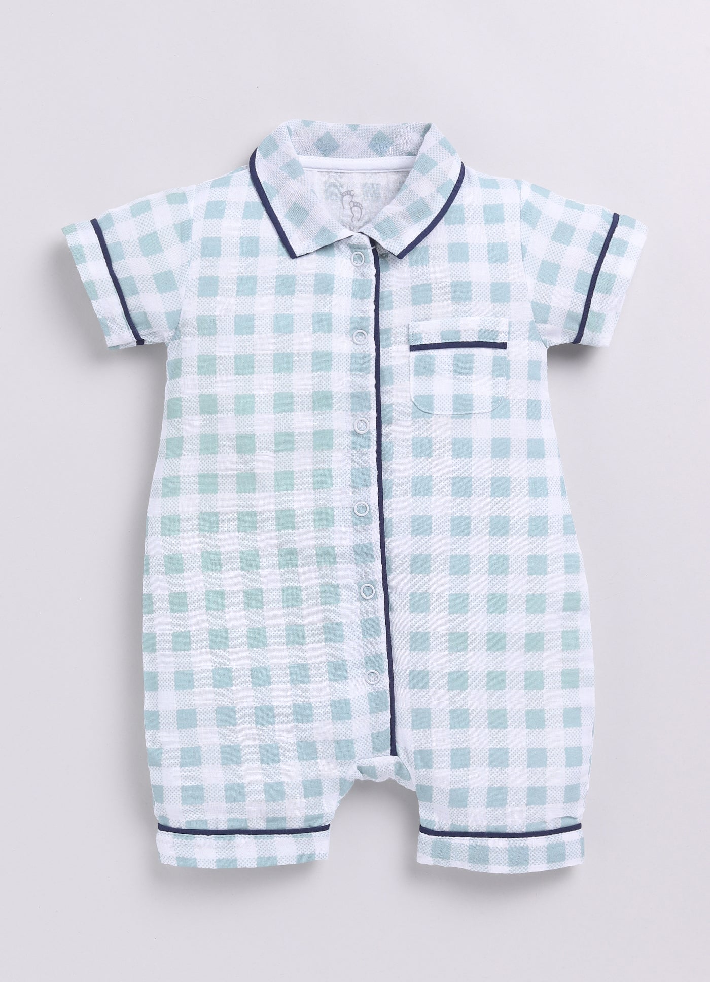 Baby Boy Checked Half Sleeves Romper-PISTA