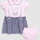 Cute Bunny Half Sleeve Baby Girl Frock/Dress with Pant-Pink