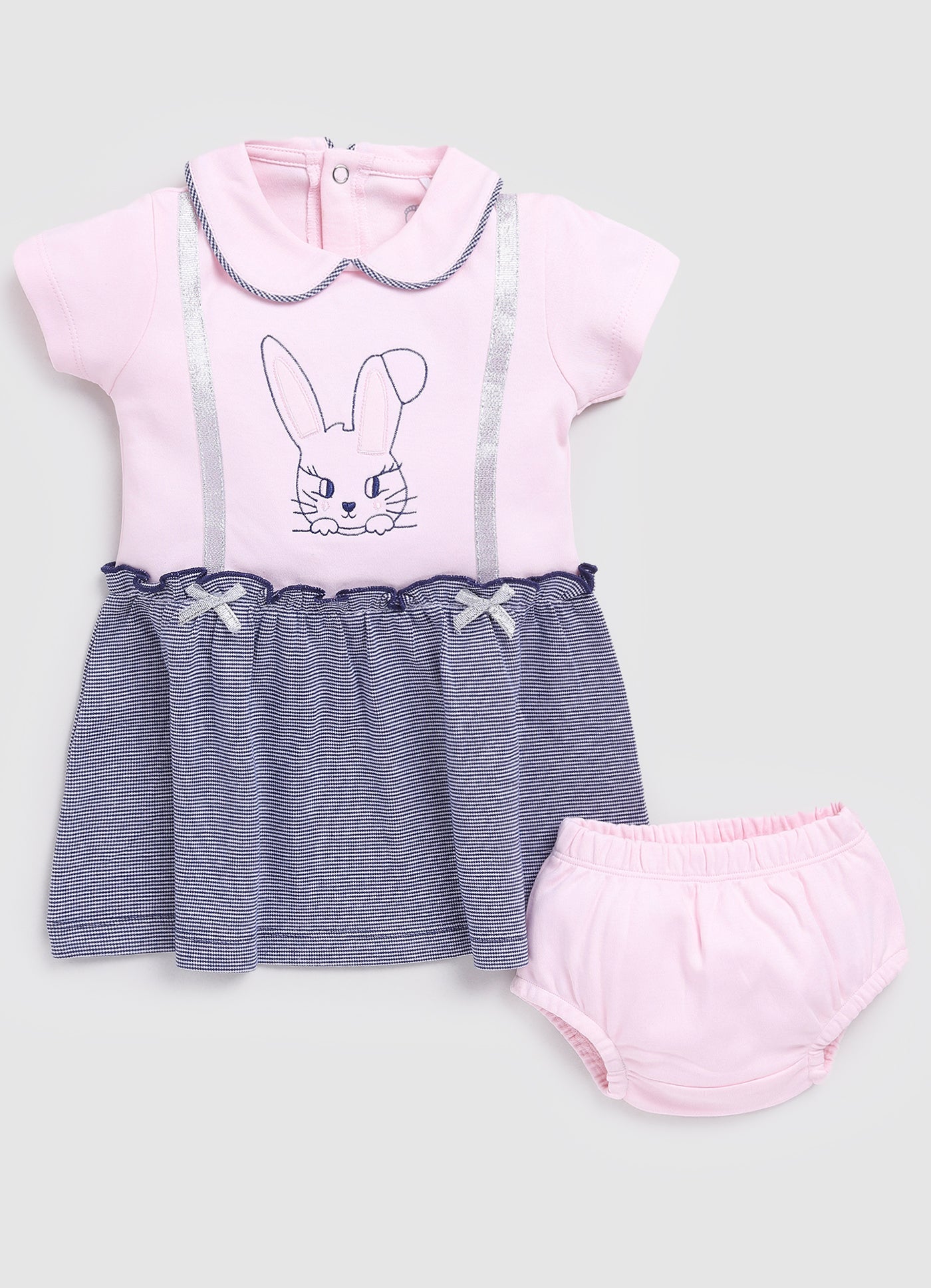 Cute Bunny Half Sleeve Baby Girl Frock/Dress with Pant-Pink