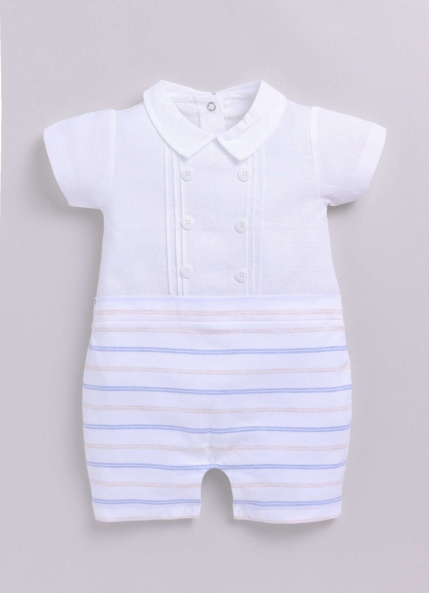 Baby Boy Striped Cute Romper-WHITE