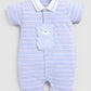 Striped Bear printed Baby Boy Romper-Royal Blue