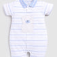 Striped Bear printed Baby Boy Romper-Royal White