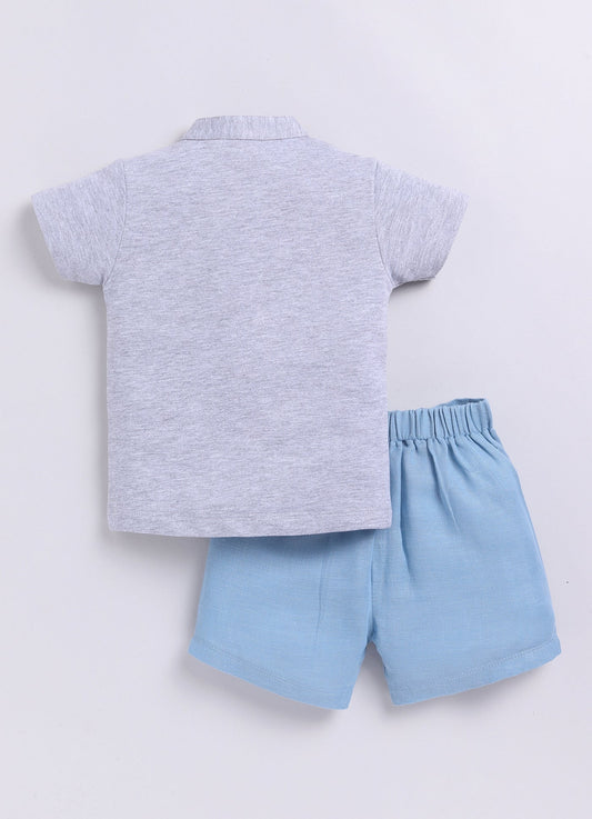 Cute Hug Me Baby Boy T Shirt & Short-GREY