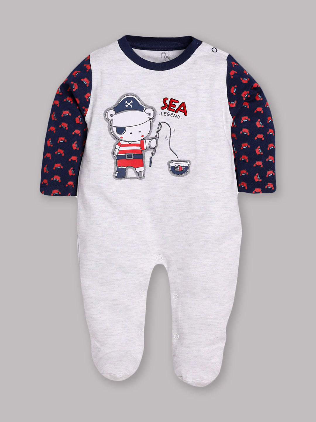 Full Sleeves Pirate Rompers/Bodysuit/Sleepsuit for Baby Boys-NAVY