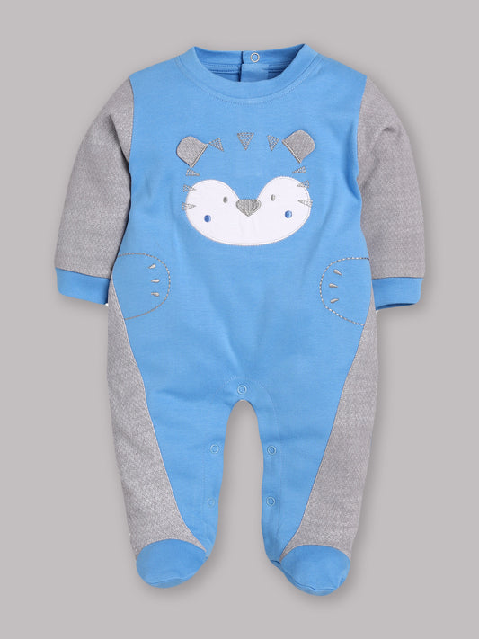 BABY GO 100% Pure Cotton Full Sleeves Rompers/Bodysuit/Sleepsuit for Baby Boys-BLUE